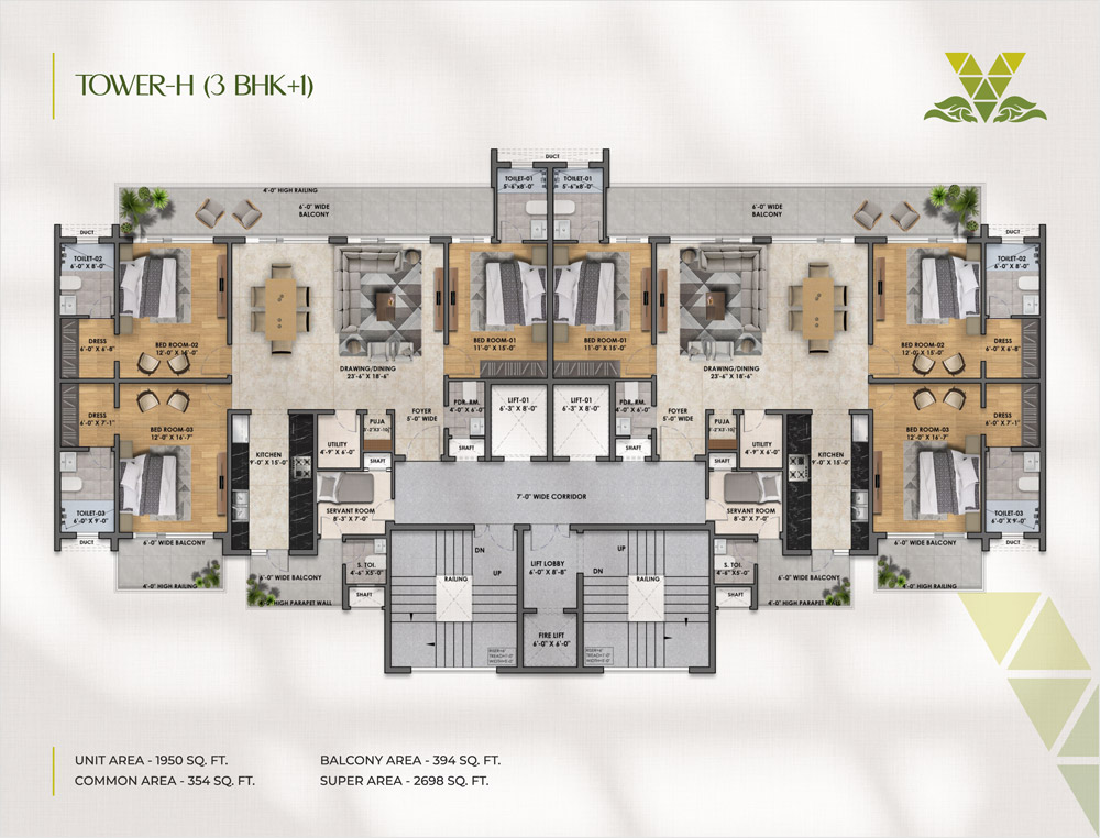 3+1 BHK Flats in Vintage Greens Zirakpur